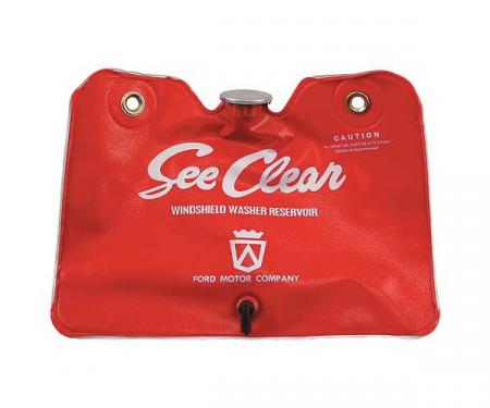 Windshield Washer Bag - Red With White See Clear Lettering - With Cap