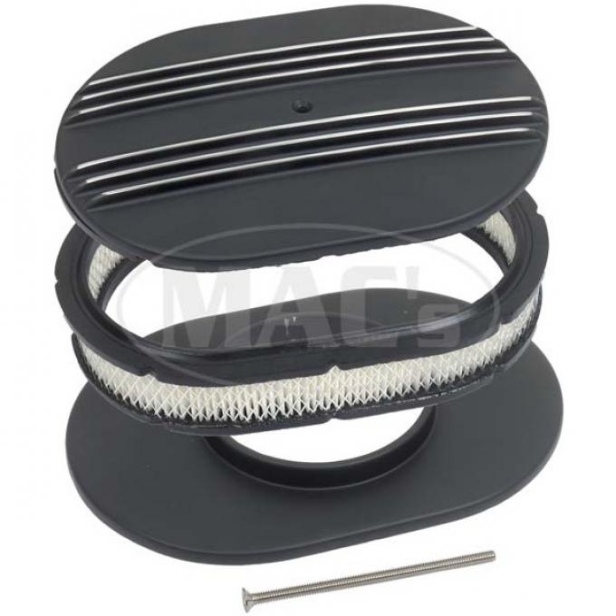 Partial-Finned Aluminum Air Cleaner, 12'' Oval With Black Finish, 1932-1985