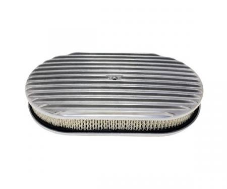 Chevy Air Cleaner, Oval Full Finned Polished Aluminum, 15