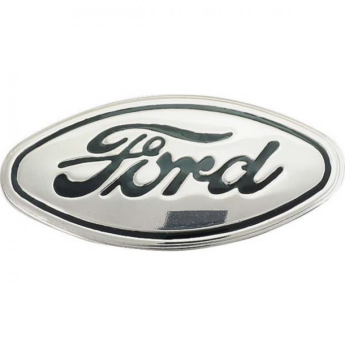 Model A Ford Radiator Emblem - Black Script Lettering On Stainless Steel