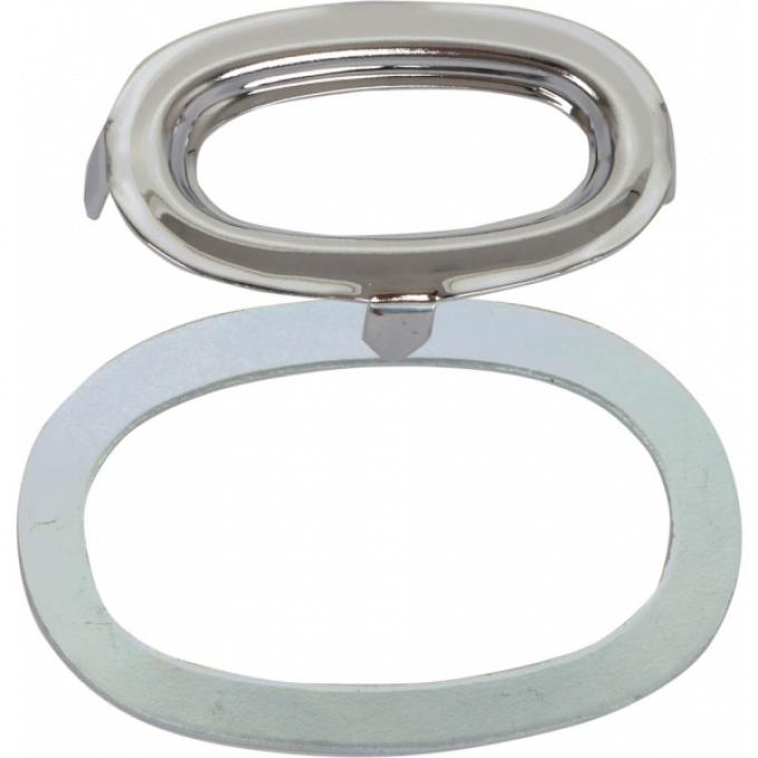 Door Handle Escutcheon Set - Chrome - With Backing Plates -4 Pieces - Ford Open Car