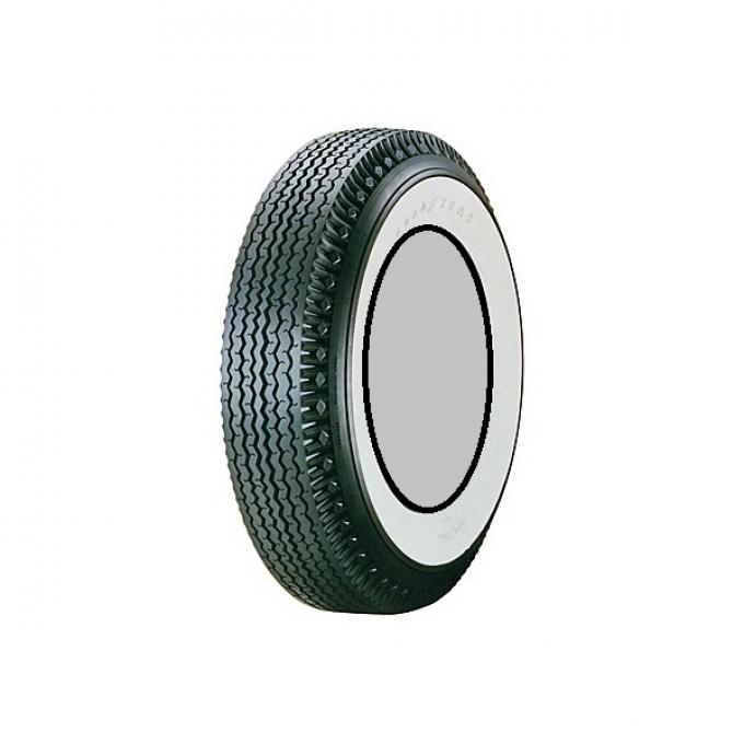 Tire, 670 X 15, 2-11/16 Whitewall, Tubeless, Goodyear Deluxe Super Cushion, 1955-56