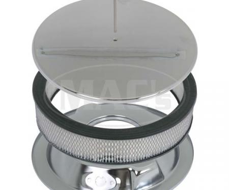 Ford Air Cleaner, Round Smooth Chrome Aluminum, 14 X 3