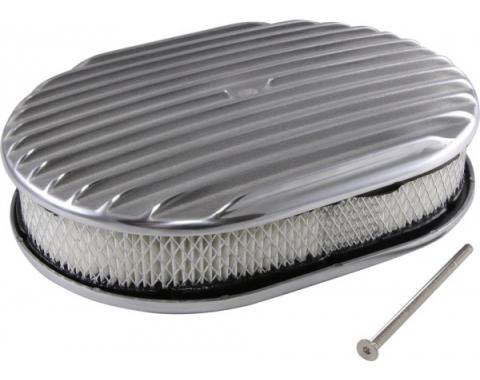 Chevy Air Cleaner, Oval Full Finned Polished Aluminum, 12