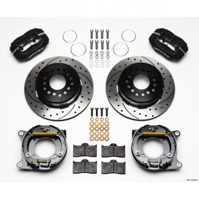 Chevy Wilwood Rear Parking Brake Kit, Dynalite Pro Series, 12.19" Solid Rotor, 1955-1957