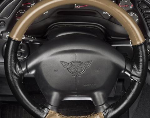 Corvette Steering Wheel Cover, Two Color Wheelskins, Euro-Style, 1984-1985