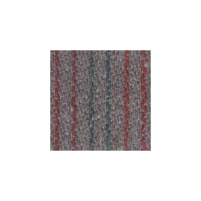 Upholstery Fabric - Grey With Maroon and Green Stripe Wool - 60" Wide - Material Available By The Yard