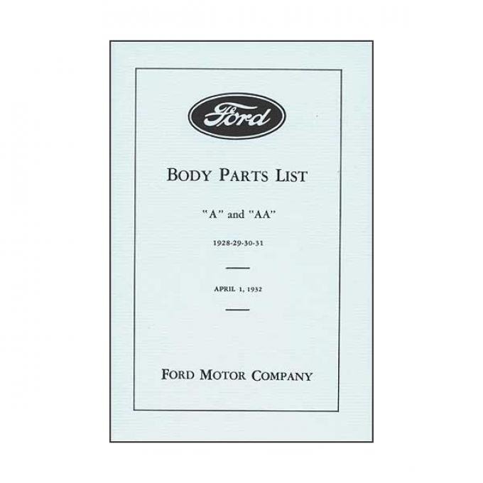 Body Parts List - A & AA - 1928-1931