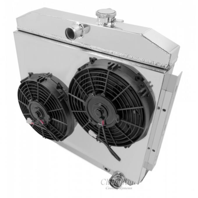 Chevy Champion Aluminum Fan Shroud, For Champion V8 Radiators, With Dual Cooling Fans, 1955-1957