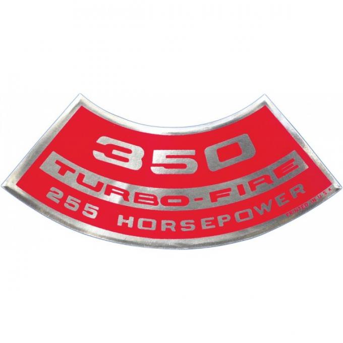 Corvette Air Cleaner Decal, 350ci/255HP, 1972