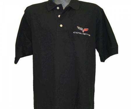 Corvette C4 1991-1996 Men's Custom Embroidered Pima Cotton Polo, Black, S-4X