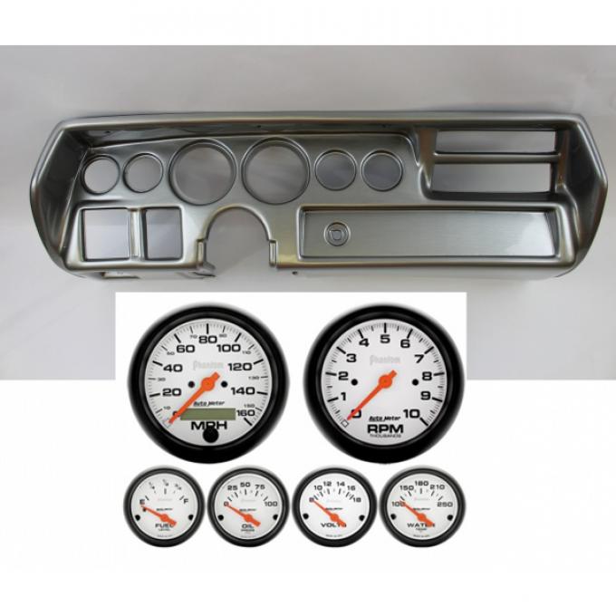 Chevelle Instrument Cluster Panel, Super Sport (SS) Style, Aluminum Finish, With Phantom Gauges, 1970-1972