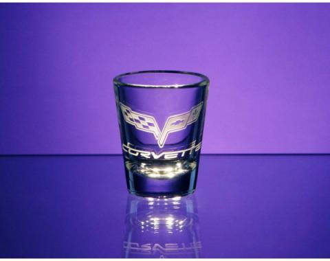 Corvette Shot Glass, Tapered, 1.5 Ounce, 1953-2013 CorvetteDesigns | Corvette Shot Glass, Tapered, 1.5 Ounce, 2003 50th Anniversary