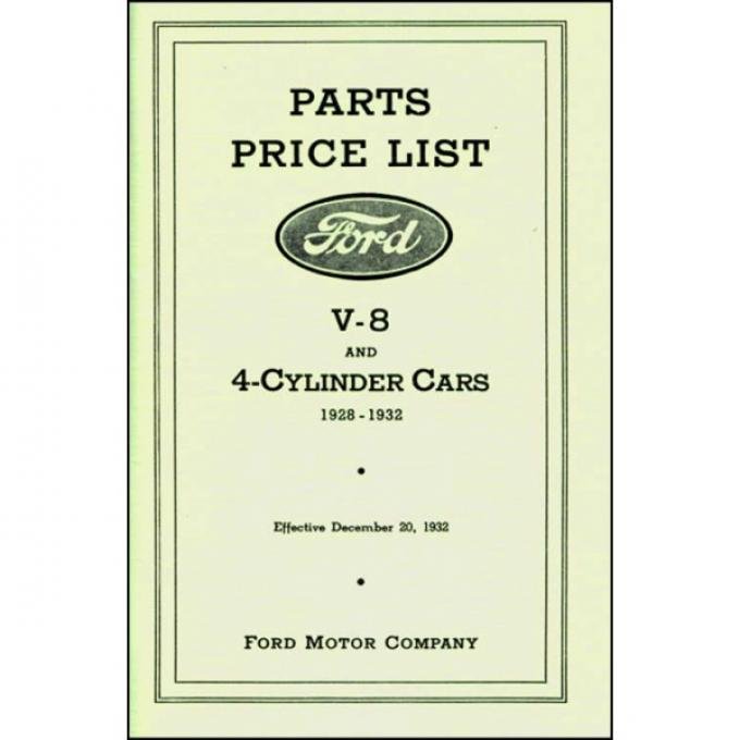 Parts Book & Price List - 120 Pages - Ford