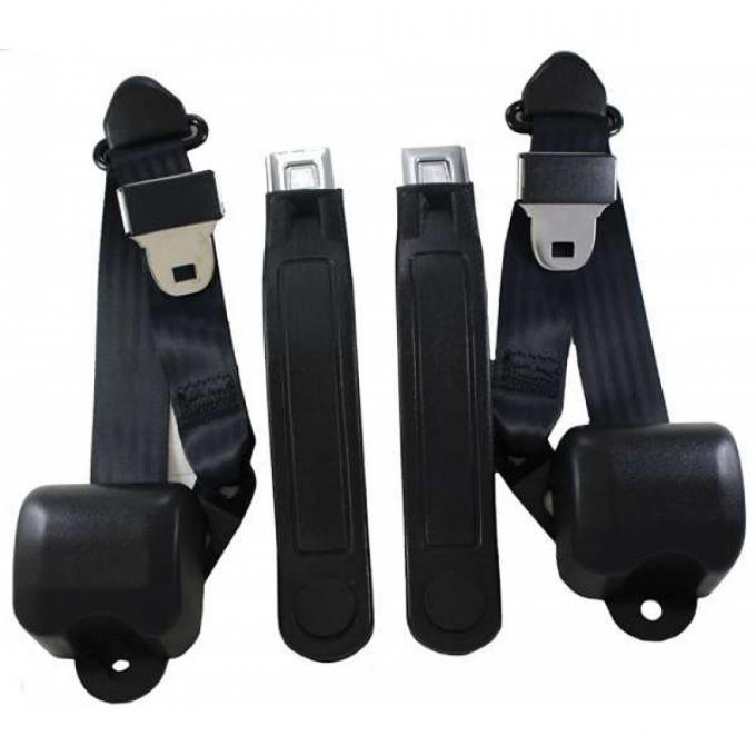 Seatbelt Solutions 1978-1987 El Camino 3 Point Direct Fit Retractable Lap and Shoulder Seatbelt, Bucket Seat, Metal Buckle