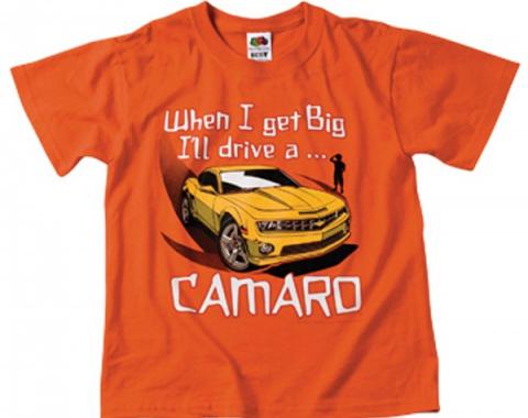 Camaro Children's T-Shirt, "When I Get Big I'll Drive A Camaro", Orange