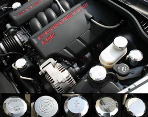 Corvette Cap Set, Billet, Polished, Underhood, 2006-2013
