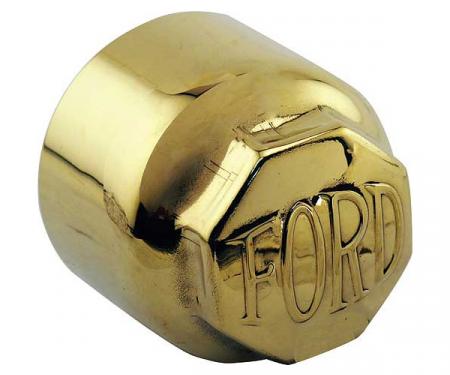 Model T Ford Hub Cap Set For Wood Wheels, Brass, Ford BlockLetters