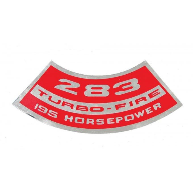 Full Size Chevy Air Cleaner Decal, Turbo-Fire, 283ci/195hp, 1967