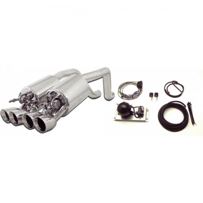 Corvette Exhaust System, With Quad Round Tips & Control Kit, Fusion, B&B, 2005-2008