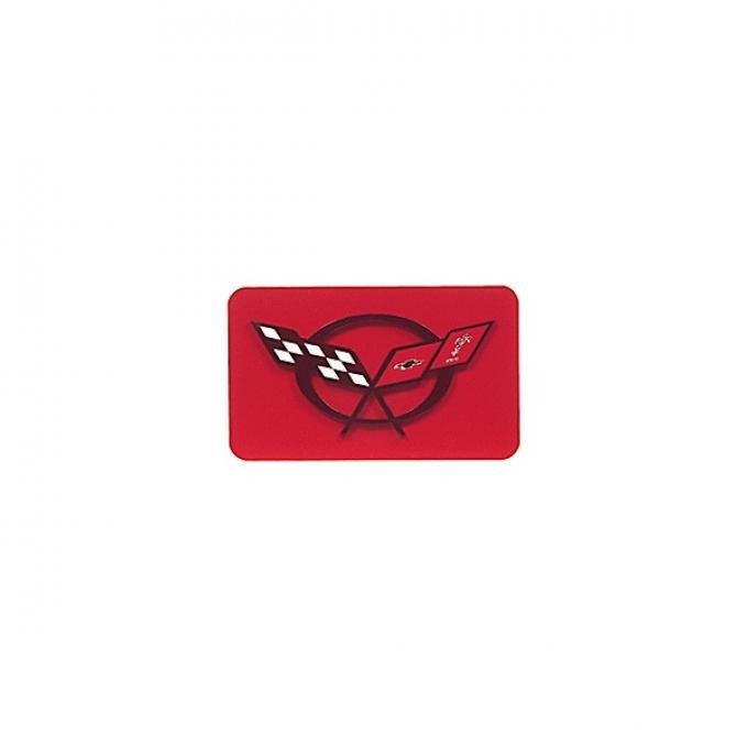 Corvette Exhaust Plate, Torch Red with C5 Logo, 1997-2004