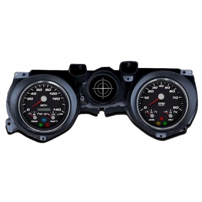 Mustang - New Vintage USA Performance Series Kit - 3 in 1 Style Gauges, Black Dial - 1971 - 1973