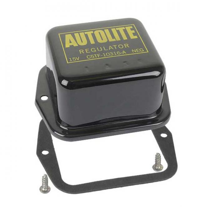 Alternator Voltage Regulator Cover - Black With Yellow Ink -With Air Conditioning, 45, 55, 61 and 65 Amp Alternator - F rom 12-64