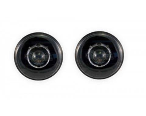 El Camino - 7 Inch Round Projector Headlights With 64mm Projector, Black, 1971-1975