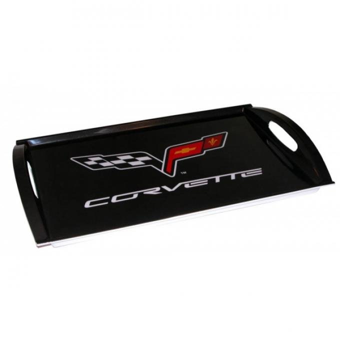 Corvette Serving Tray, Black, C6 Logo