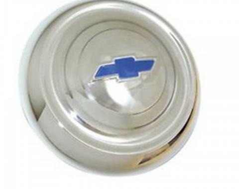 Chevy Hub Caps, Polished Stainless Steel, With Blue Painted Details, 1951-1953