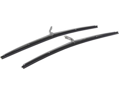 Full Size Chevy Windshield Wiper Blades, Polished Stainless Steel, Rubber Inserts, Coupe Models, 1965-1967