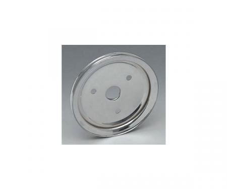 Chevy Crankshaft Pulley, Single Groove, Chrome, Small Block, 1955-1957