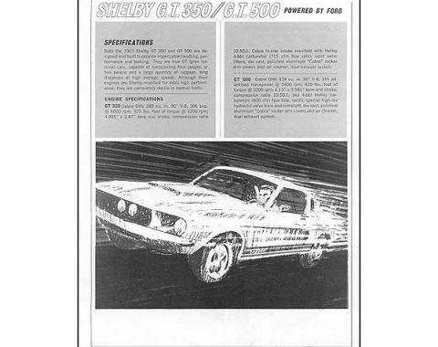 Ford Mustang Sales Specification Sheet - Shelby GT350 Or Shelby GT500