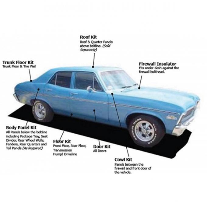 Nova Acoustic Shield, Dash/Cowl, 2 Door, 1973-1977