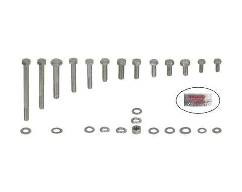Ford Pickup Truck Engine Hardware Kit - Original Style - Stainless Steel - 351M V8 With Stock Valve Covers