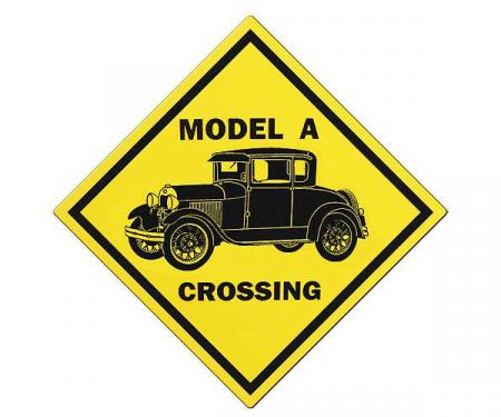 Model A Crossing Sign - Coupe - 19 X 19 - Black Print On Yellow Background