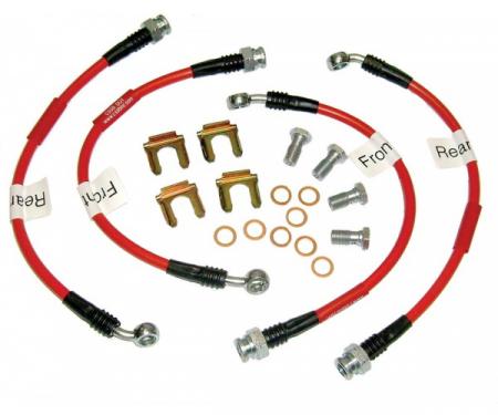 Corvette Brake Line Kit, Braided Ss Red, 1997-2004