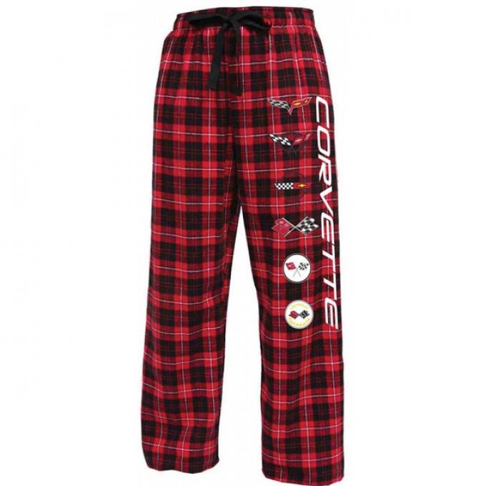 Corvette Ladies Flannel Pajamas With Corvette Generations Decals