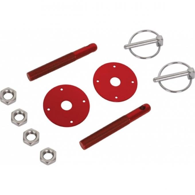Aluminum Hood Pin Kit, Red