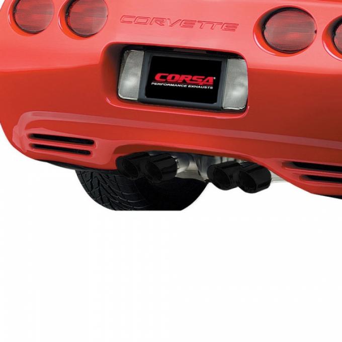 Corvette Exhaust System, CORSA, With Pro-Series 4" Quad Black Tips, Xtreme, 1997-2004