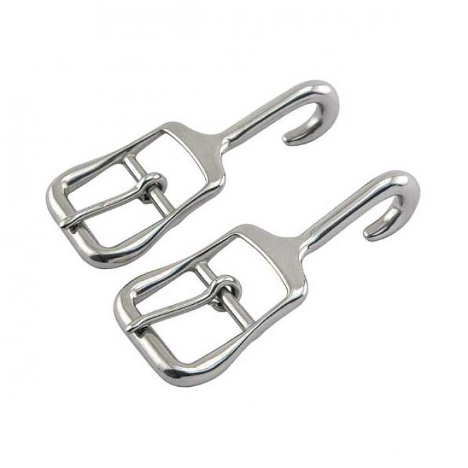Model T Ford Top To Windshield Strap J Buckles - Stainless Steel - For Leather Straps