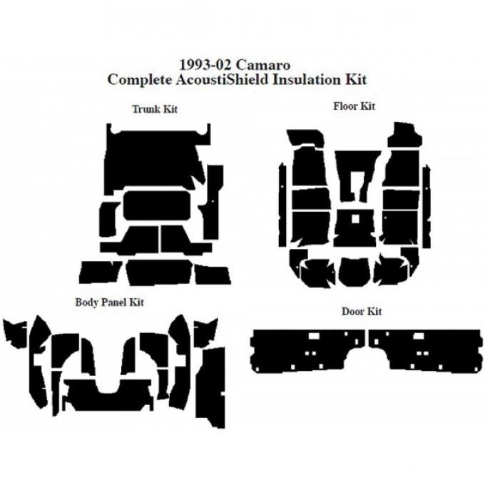 Camaro Insulation, QuietRide, AcoustiShield, Complete Kit, Convertible, 1994-2002