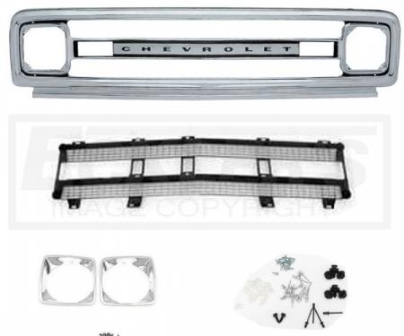 Chevy Truck Front Grille Kit, With Black Insert, Show Quality, 1969-1970