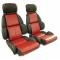 CA 1984-1985 Chevrolet Corvette Mounted Leather Seat Covers Black / Dark Red 2 Tone Standard 45080