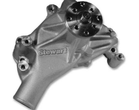 Chevelle Water Pump, SB Polished Aluminum, Hi-Flo, Long, Stewart, 1969-1972