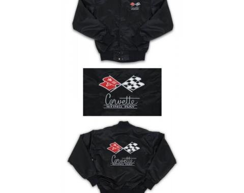 Corvette Satin Jacket, With C2 1967 Logo, Black