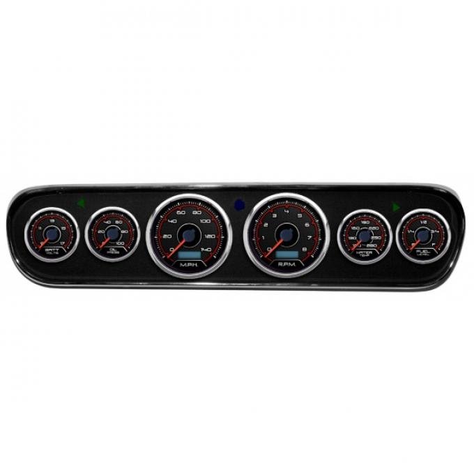 Mustang - New Vintage USA CFR Redline Series DIY Gauge Panel Kit - 6 Gauge Package, 1964-1966 - Programmable Speedometer MPH