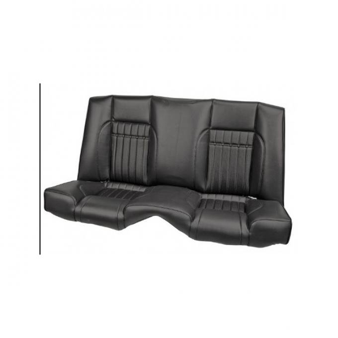 Camaro 1967-68  Sport X Rear Seat Upholstery & Foam Kit Matte Black Vinyl & White Contrasting Stitch with Steel Grommets