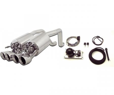 Corvette Exhaust System, With Quad Round Tips & Control Kit, Fusion, B&B, 2005-2008