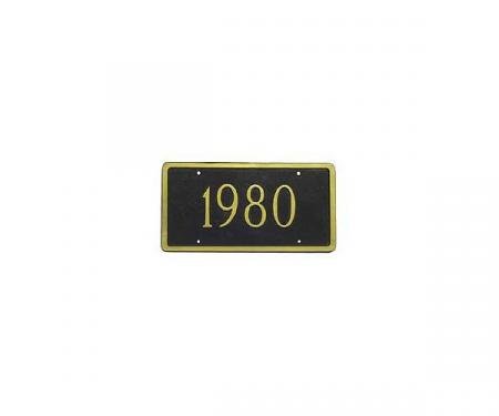 Corvette License Plate, With Car Year, Gold Tone, 1953-1996